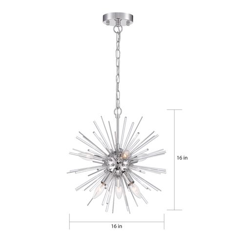 Main product image of Cirrus 6 Light Chandelier Polished Nickel Finish w/ Glass Rods