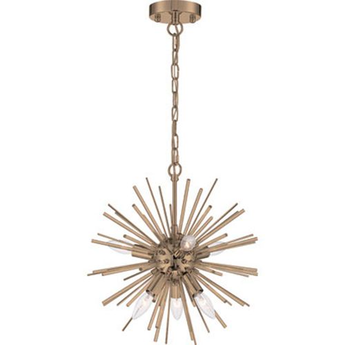 Main product image of Cirrus 6 Light Chandelier Vintage Brass Finish w/ Glass Rods