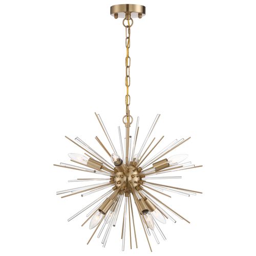 Main product image of Cirrus 8 Light Chandelier Vintage Brass Finish w/ Glass Rods