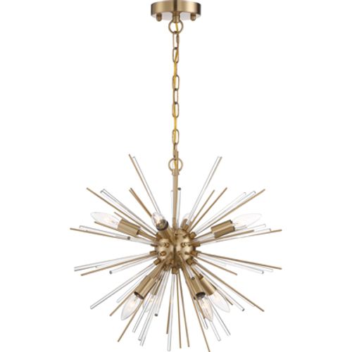 Main product image of Cirrus 8 Light Chandelier Vintage Brass Finish w/ Glass Rods