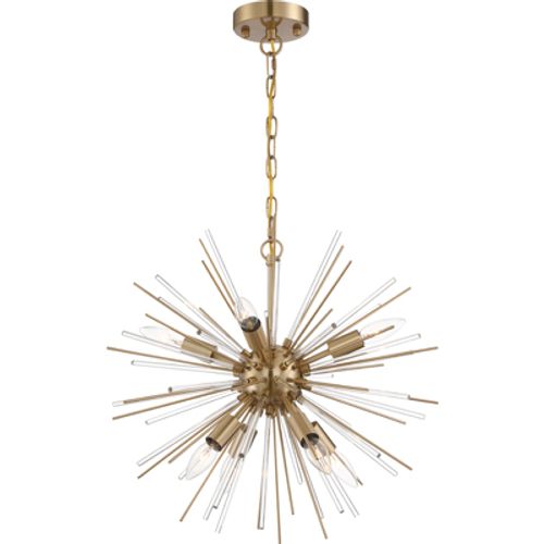 Main product image of Cirrus 8 Light Chandelier Vintage Brass Finish w/ Glass Rods