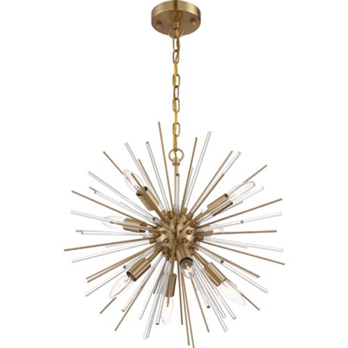 Main product image of Cirrus 8 Light Chandelier Vintage Brass Finish w/ Glass Rods