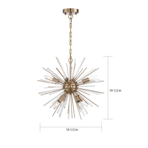 Main product image of Cirrus 8 Light Chandelier Vintage Brass Finish w/ Glass Rods