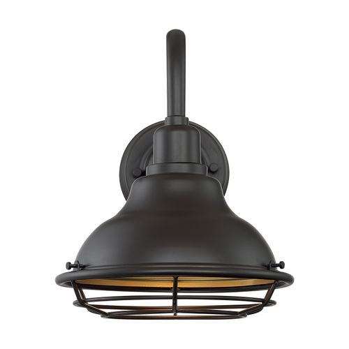 Main product image of Newbridge 1 Light Small Outdoor Wall Sconce Fixture Dark Bronze Finish w/ Gold Accents