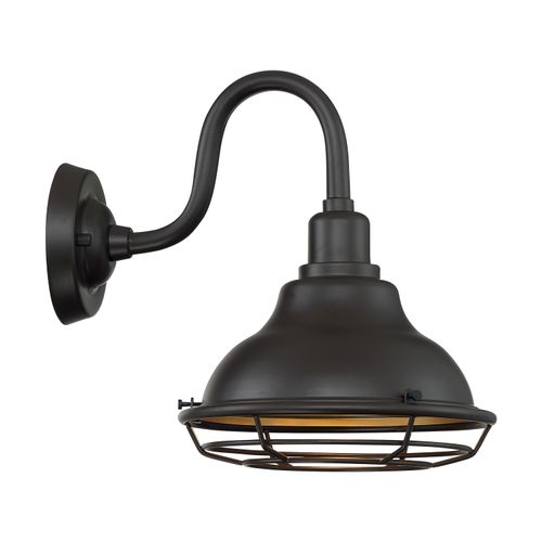 Main product image of Newbridge 1 Light Small Outdoor Wall Sconce Fixture Dark Bronze Finish w/ Gold Accents