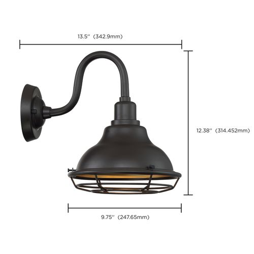 Main product image of Newbridge 1 Light Small Outdoor Wall Sconce Fixture Dark Bronze Finish w/ Gold Accents