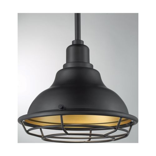 Main product image of Newbridge 1 Light Small Pendant Fixture Dark Bronze Finish w/ Gold Accents