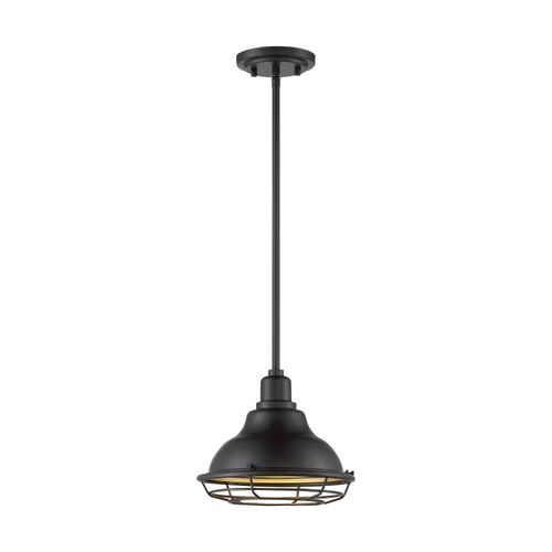 Main product image of Newbridge 1 Light Small Pendant Fixture Dark Bronze Finish w/ Gold Accents