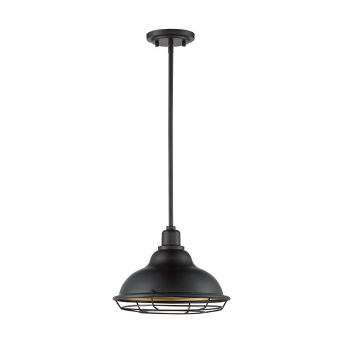 Main product image of Newbridge 1 Light Large Pendant Fixture Dark Bronze Finish w/ Gold Accents