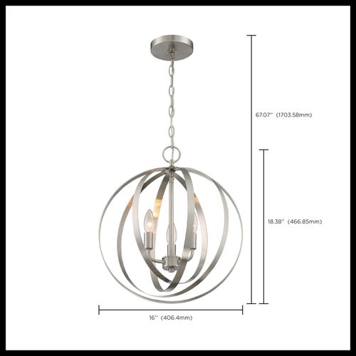 Main product image of Pendleton 3 Light Pendant Fixture Brushed Nickel Finish