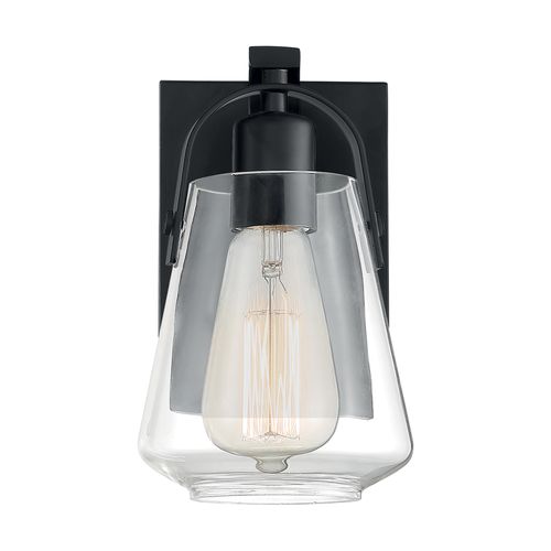 Main product image of Skybridge 1 Light Vanity Fixture Matte Black Finish w/ Clear Glass