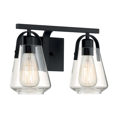 Main product image of Skybridge 2 Light Vanity Fixture Matte Black Finish w/ Clear Glass