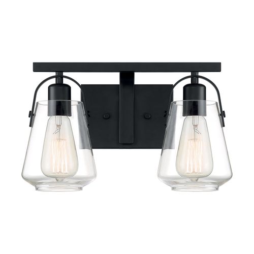 Main product image of Skybridge 2 Light Vanity Fixture Matte Black Finish w/ Clear Glass