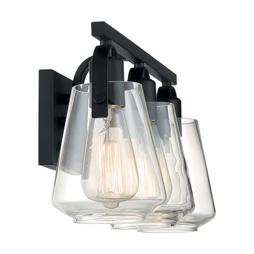 Main product image of Skybridge 3 Light Vanity Fixture Matte Black Finish w/ Clear Glass