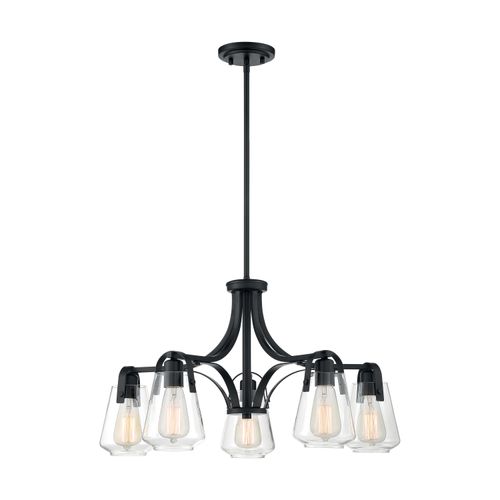Main product image of Skybridge 5 Light Chandelier Fixture Matte Black Finish w/ Clear Glass