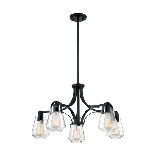 Main product image of Skybridge 5 Light Chandelier Fixture Matte Black Finish w/ Clear Glass