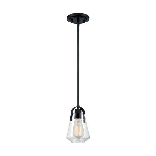 Main product image of Skybridge 1 Light Mini Pendant Fixture Matte Black Finish w/ Clear Glass