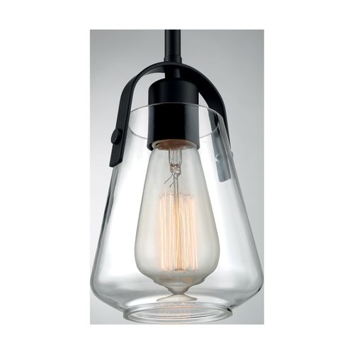 Main product image of Skybridge 1 Light Mini Pendant Fixture Matte Black Finish w/ Clear Glass