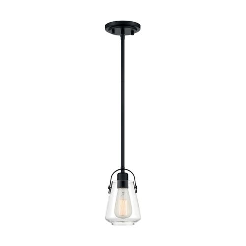 Main product image of Skybridge 1 Light Mini Pendant Fixture Matte Black Finish w/ Clear Glass