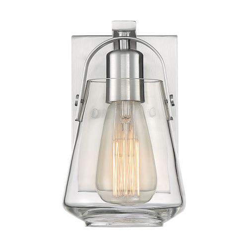 Main product image of Skybridge 1 Light Vanity Fixture Brushed Nickel Finish w/ Clear Glass