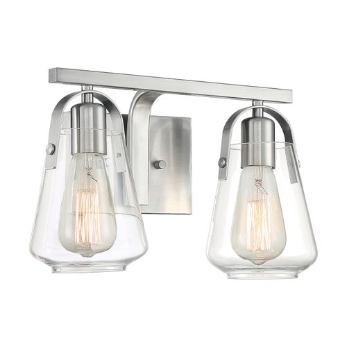 Main product image of Skybridge 2 Light Vanity Fixture Brushed Nickel Finish w/ Clear Glass