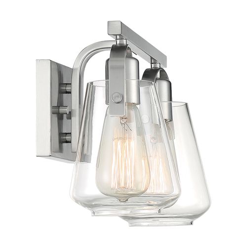 Main product image of Skybridge 2 Light Vanity Fixture Brushed Nickel Finish w/ Clear Glass