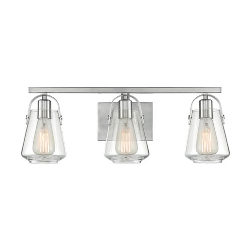 Main product image of Skybridge 3 Light Vanity Fixture Brushed Nickel Finish w/ Clear Glass