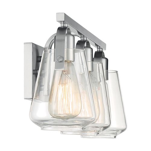 Main product image of Skybridge 3 Light Vanity Fixture Brushed Nickel Finish w/ Clear Glass