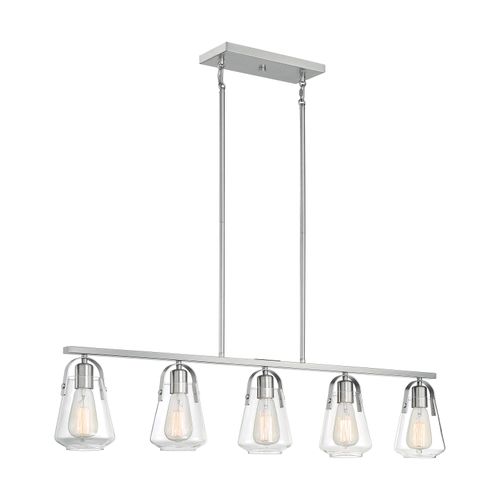 Main product image of Skybridge 5 Light Island Pendant Fixture Brushed Nickel Finish w/ Clear Glass