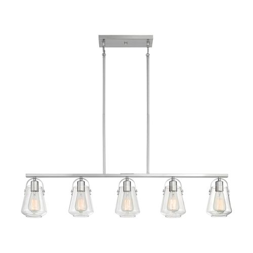 Main product image of Skybridge 5 Light Island Pendant Fixture Brushed Nickel Finish w/ Clear Glass