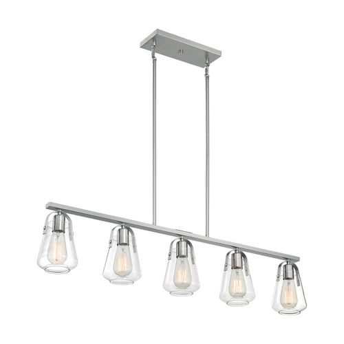 Main product image of Skybridge 5 Light Island Pendant Fixture Brushed Nickel Finish w/ Clear Glass