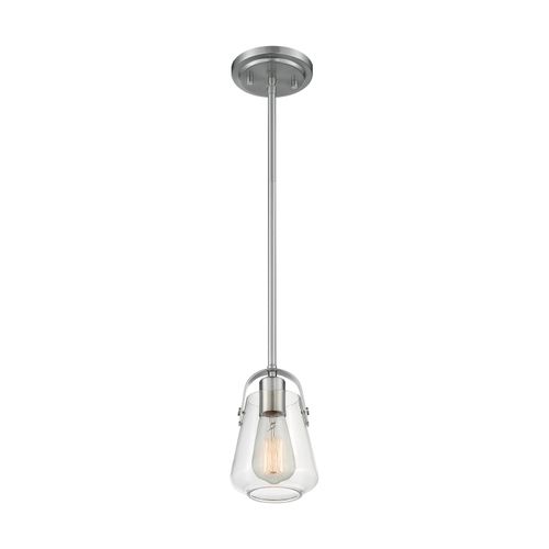 Main product image of Skybridge 1 Light Mini Pendant Fixture Brushed Nickel Finish w/ Clear Glass