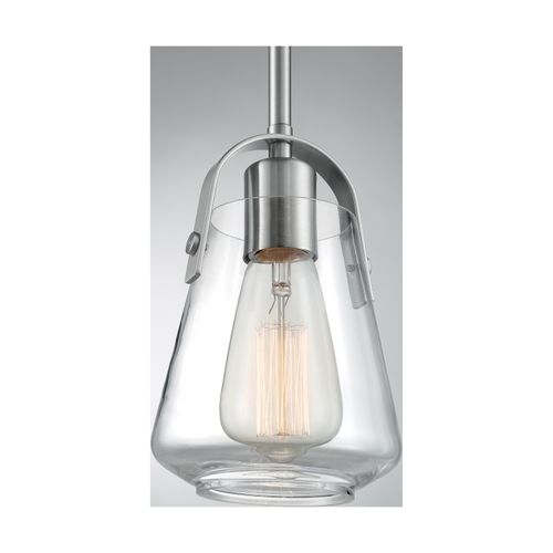 Main product image of Skybridge 1 Light Mini Pendant Fixture Brushed Nickel Finish w/ Clear Glass