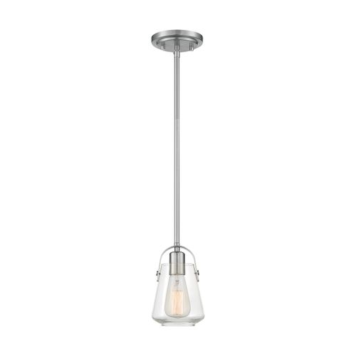 Main product image of Skybridge 1 Light Mini Pendant Fixture Brushed Nickel Finish w/ Clear Glass