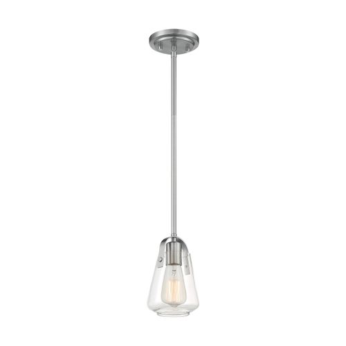 Main product image of Skybridge 1 Light Mini Pendant Fixture Brushed Nickel Finish w/ Clear Glass