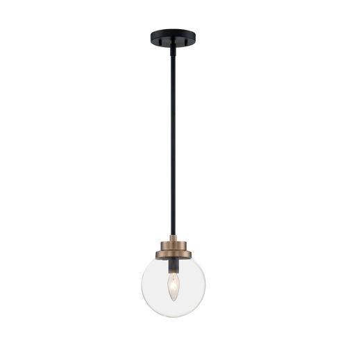 Main product image of Axis 1 Light Pendant Fixture Matte Black Finish w/ Brass Accents Clear Glass (Pack of 2)