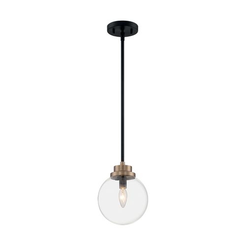 Main product image of Axis 1 Light Pendant Fixture Matte Black Finish w/ Brass Accents Clear Glass (Pack of 2)