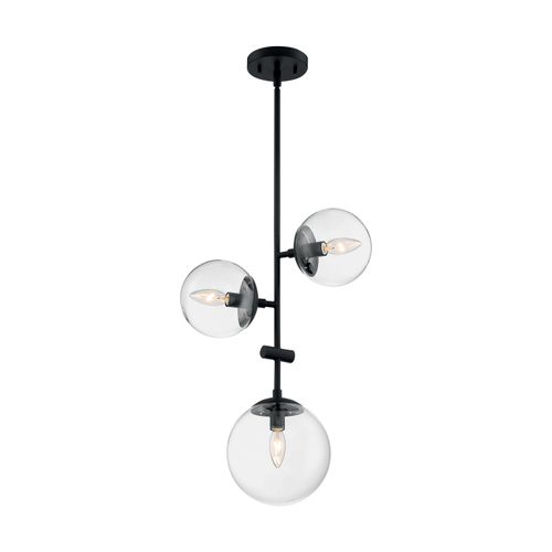 Main product image of Sky 3 Light Pendant Fixture Matte Black Finish Clear Glass