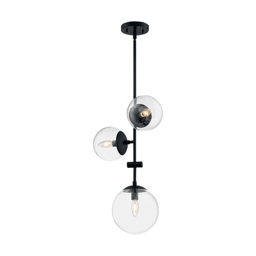 Main product image of Sky 3 Light Pendant Fixture Matte Black Finish Clear Glass
