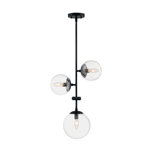 Main product image of Sky 3 Light Pendant Fixture Matte Black Finish Clear Glass