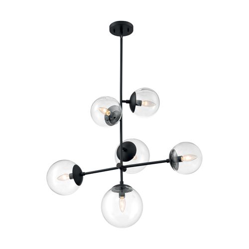 Main product image of Sky 6 Light Pendant Fixture Matte Black Finish Clear Glass