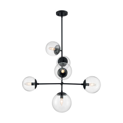 Main product image of Sky 6 Light Pendant Fixture Matte Black Finish Clear Glass
