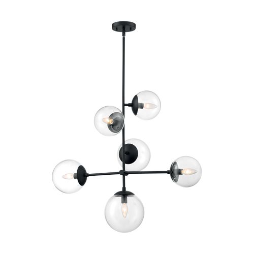 Main product image of Sky 6 Light Pendant Fixture Matte Black Finish Clear Glass