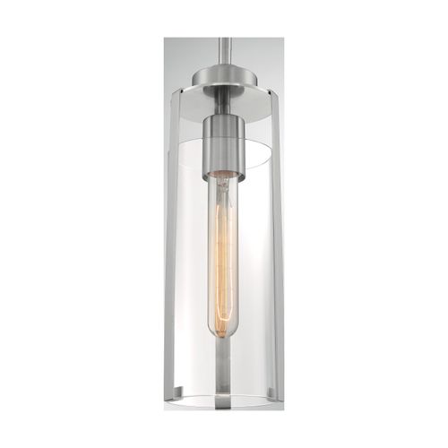 Main product image of Marina 1 Light Mini Pendant Fixture Brushed Nickel Finish w/ Clear Glass