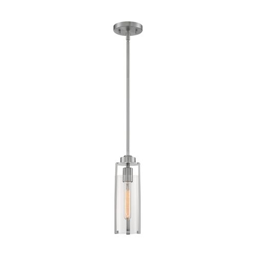 Main product image of Marina 1 Light Mini Pendant Fixture Brushed Nickel Finish w/ Clear Glass