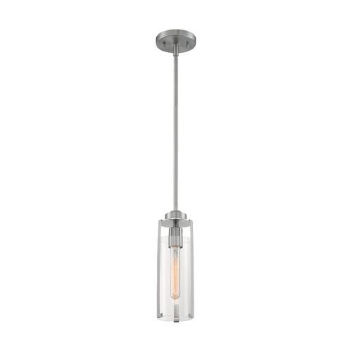 Main product image of Marina 1 Light Mini Pendant Fixture Brushed Nickel Finish w/ Clear Glass