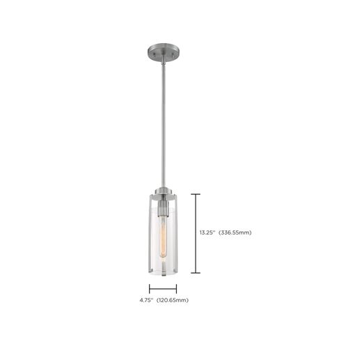Main product image of Marina 1 Light Mini Pendant Fixture Brushed Nickel Finish w/ Clear Glass
