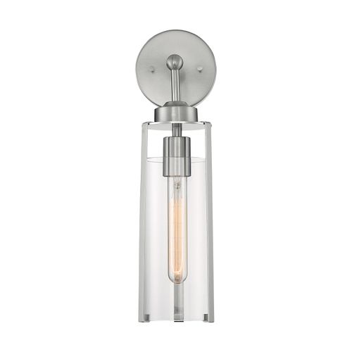 Main product image of Marina 1 Light Wall Sconce Fixture Brushed Nickel Finish w/ Clear Glass