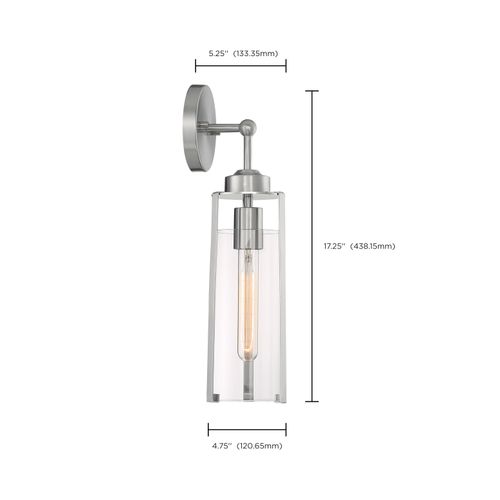 Main product image of Marina 1 Light Wall Sconce Fixture Brushed Nickel Finish w/ Clear Glass