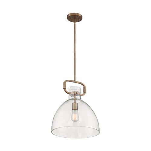 Main product image of Teresa 1 Light Bell Pendant Fixture Burnished Brass Finish w/ Clear Glass